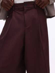 SUMWON Wide Leg Pleated Pants With High Waist Tailored Trousers For Fall Winter - Burgundy - View 6