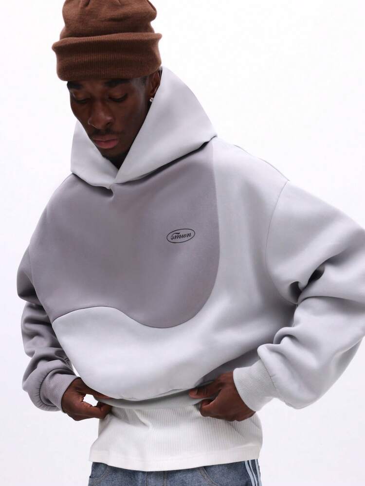 Oversized Hoodie With Curved Block Design
