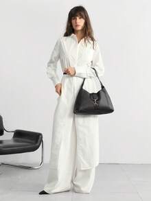 SHECARRY FASHIONABLE MINIMALIST LARGE CAPACITY SHOULDER BAG - Black - View 8