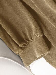 CosyJoli 大码休闲圆领A字酸洗连衣裙 - 棕色 - 查看 5