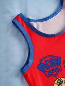 SHEIN | PAW Patrol Young Boy Comfortable Cute Cartoon Dog Print Undershirt Tank Top And Boxer Briefs Set