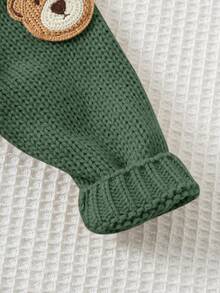 Cozy Pixies Baby Boy Cartoon Bear Pattern V-Neck Long Sleeve Sweater Cardigan Baby Cardigan Baby Bear Cardigan Baby Knit Cardigan Baby Sweater In Fall/Winter