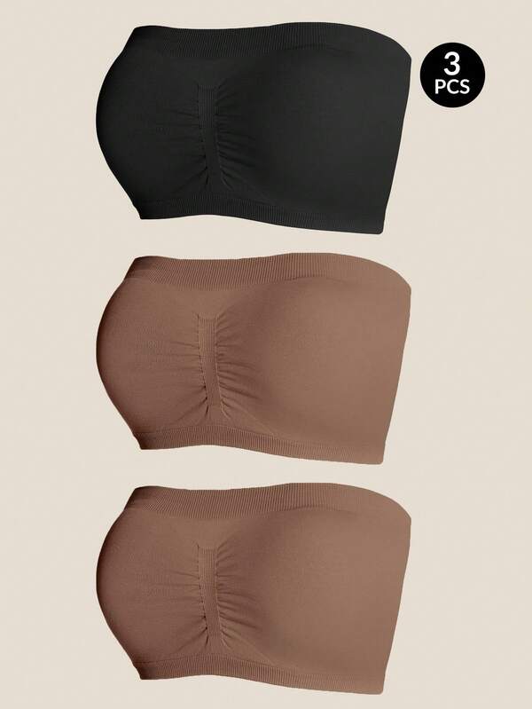 Snug Zone 3pcs Seamless Elegant One-Shoulder Bras For Women, Summer