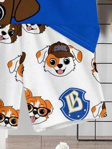 SHEIN 儿童休闲简约圆领短袖T恤短裤两件套，适合夏季穿着，男宝宝夏季套装，男宝宝街头风，男童宠物服装，街头风男童服装