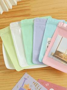 12Pcs Random Color 4.13 X 5.9 Inch Resealable Packaging Bags Mixed Color Rectangle Plastic Self Seal Bags Smell Proof Pouch Bags With Clear Window For Party Favor, Small Jewelry Packing - Multicolor - View 3
