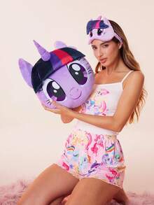 My Little Pony X SHEIN 1个卡通立体抱枕，可用于装饰家居，可放置于沙发、房间、汽车、办公室等处，可爱抱枕，节日礼物之选，图案为暮光闪闪/云宝黛西/碧琪 - 淡紫色 - 查看 1
