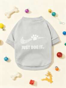 PETSIN 1pc Minimalist Cute Paw Print & Funny Slogan Graphic Pullover Sweatshirt, Flea Resistant, Shed Reducing, Warm & Breathable, Suitable For Indoor & Outdoor Cats & Dogs
