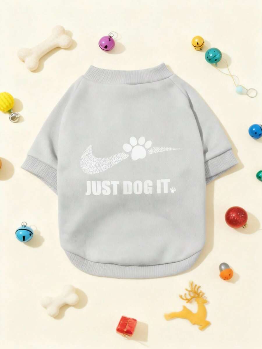 PETSIN 1pc Minimalist Cute Paw Print & Funny Slogan Graphic Pullover Sweatshirt, Flea Resistant, Shed Reducing, Warm & Breathable, Suitable For Indoor & Outdoor Cats & Dogs