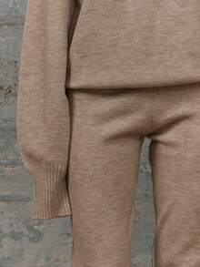 MUSERA High Rise Knit Ribbed Waistband Flared Trouser Y2k Spring Casual Cute 90's Sun Airport Holiday Fall Autumn Winter Everyday Christmas Work Office Thanksgiving Chic