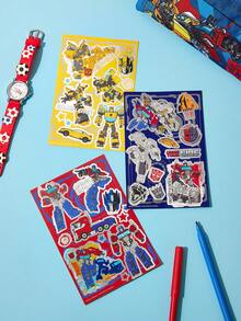 Transformers X SHEIN 2张可爱卡通人物贴纸，卡通文具装饰DIY贴纸，礼品创意剪贴簿用品趣味贴纸笔记本电脑贴纸 Kindle手机贴纸 - 彩色 - 查看 4