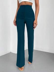 EURMUSE Solid Color Casual Versatile Simple Women Pants - Dark Green - View 6