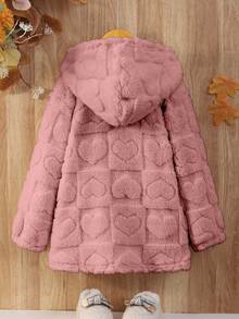 Elladie kids Young Girl' Solid Color Minimalist Casual Hooded Long Sleeve Jacket - Coral Pink - View 2