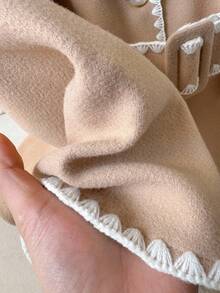 Lounesse 女士大码通勤休闲犬牙撞色披肩领收腰西装外套（秋冬款） - 駝色 - 查看 8