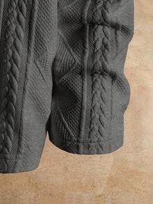 Manfinity NXTstreet Knitted Casual Round Neck Versatile Daily Gray Long Sleeve T-Shirt, Couple Things