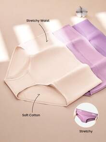 LUVLETTE Plus 3-Pack Cotton High Waist Briefs Women Underwear Panties Set--Black - Multicolor - View 3