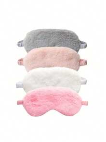 1Pc/2pcs/3pcs/5pcs Sleeping Mask Sleeping Blindfold Soft Plush Eye Masks Cute Love Cloud Eye Cover Plush Mask Eyepatch Nap Health Eye CoverFor Bedroom,Travel,Office,School, Back To School Supplies - Pink - View 6