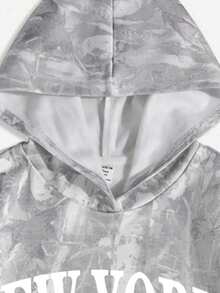 Casual Loose Comfortable Sweatshirt For Teen Girls, Autumn/Winter Classic Cool Gray Natural Withered Branch Leaf Print Sweatshirt Classic City Name Text Print Sweatshirt - Multicolor - View 4