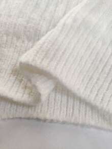SHEIN LUNE 两件套休闲纯色针织毛衣和裤子套装 - 白色 - 查看 7