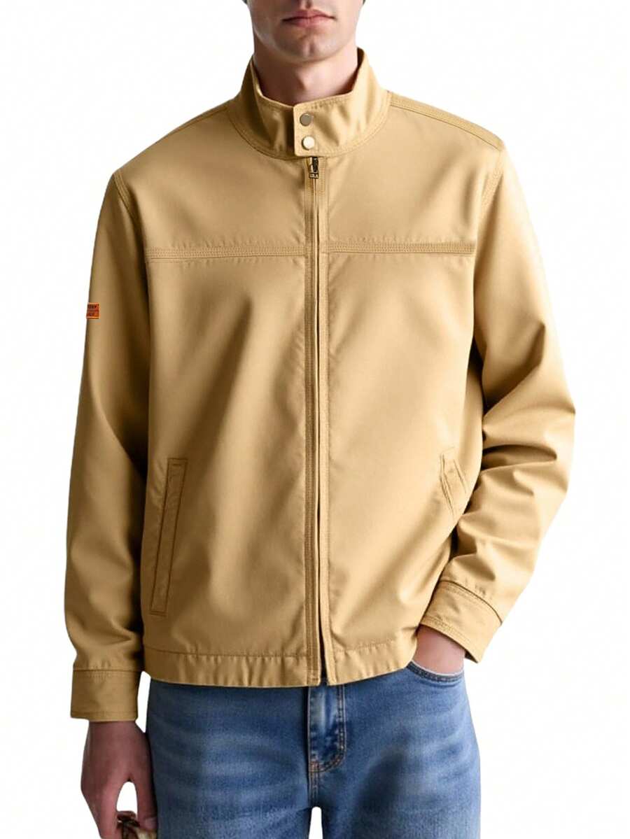 Classic Men's Harrington Jacket Beige - Beige - View 1