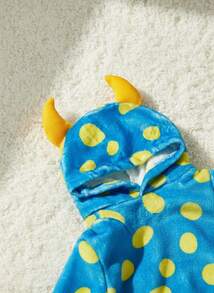 1 件宠物猫狗通用黄色圆点印花毛绒温暖舒适小怪物角色扮演狗连帽运动衫，PETSIN 原创设计 - 彩色 - 查看 8