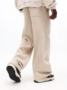 SUMWON Pantalones de chándal de pierna ancha con pliegues, ajuste relajado, pantalones de estar por casa con cordón en la cintura, uso casual diario, estilo de calle, cómodos y lisos - Albaricoque - Ver 2