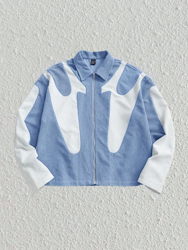 Manfinity Unisex Camisa de manga larga de pana con parches, de corte holgado y uso diario, de moda casual para hombres, para otoño/invierno, artículos para parejas