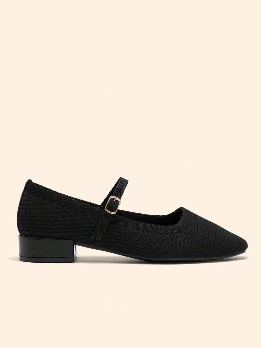 CUCCOO BASICS Women's Casual Buckle Design Versatile Chunky Heel Loafers For Christmas - Black - View 1