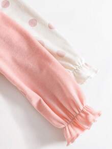 SHEIN Bộ đồ liền thân in họa tiết thỏ kẻ caro và chấm bi nhiều màu cho bé gái, chất liệu vải mềm mại, thân thiện với da, thích hợp cho các hoạt động vui chơi ngoài trời, đi dạo công viên, trung tâm mua sắm, mùa xuân và mùa thu - Nhiều màu - Xem 3