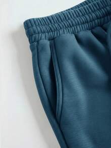 SHEIN BASICS Pantaloni casual e morbidi da donna in maglia con tasche e colore unito - Blu - Visualizzare 9