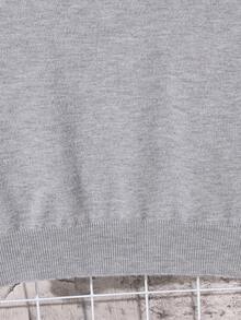 SHEIN كنزة صوفية كاجوال بياقة عالية بأكمام طويلة ذات لون واحد للفتيان المراهقين، خريف/شتاء - رمادي فاتح - مشاهدة 5