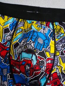 Transformers X SHEIN Men's Comfortable Soft Breathable Robot Printed Boxer Briefs - Black - View 5
