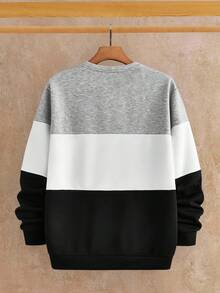 Manfinity BRENVOR Men's Knitted Casual Patchwork Round Neck Sweatshirt, For Fall Winter