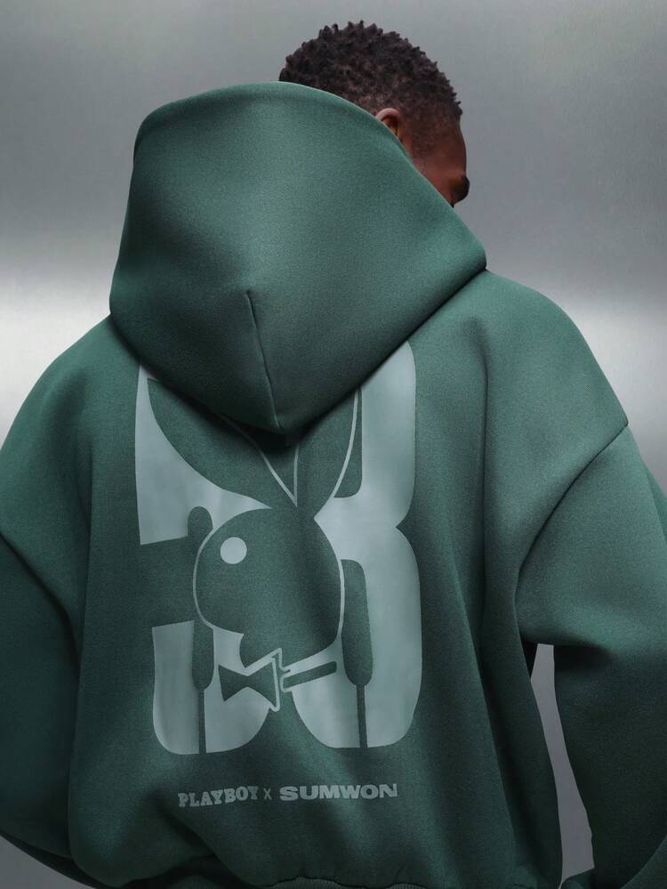PLAYBOY X SUMWON ドローストリングデザインのフルジップパーカー