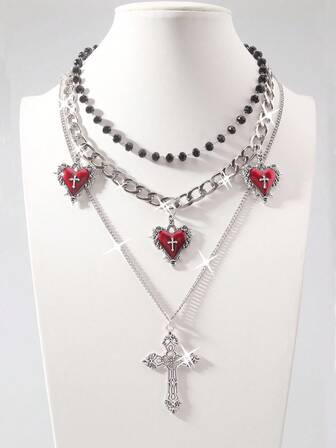 Goth 3pcs Fashion Zinc Alloy Star Charm Necklace For Women For Daily Decoration