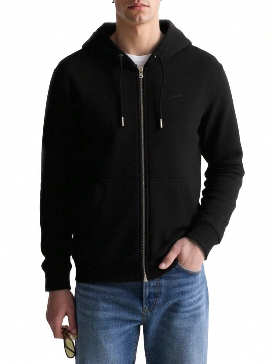 Essential Men's Zip Hoodie Black - Black - View 1