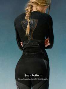 GLOWMODE Second-Skin Seamless Slope To Chalet Sweat-Wicking 3D Wave Design Compression Thermal Long Sleeve Ski Autumn Winter Snow Outdoors Daily Active Wear