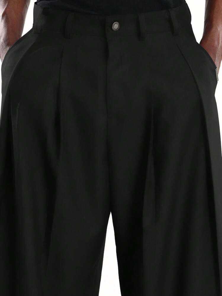 Barrel Fit Pleated Twill Trousers