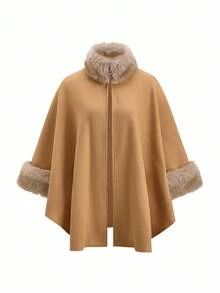 Ellevyn Women's Elegant & Refined Hooded Overcoat, Autumn/Winter Christmas For Women Winter For Women Cozy Fall And Winter For Women New Year Thanksgiving For Women Elegant Party - Khaki - View 2