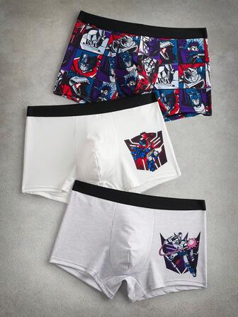Transformers X SHEIN Men's Comfortable Soft Robot Printed Boxer Briefs