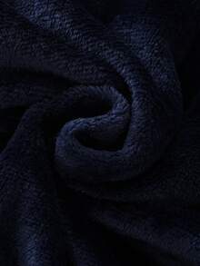 3pcs Set Navy Blue Bathrobe & Solid Gray Plush Pajamas, Small Logo Design For Tween BoySleepwear Homewear Set - Multicolor - View 3