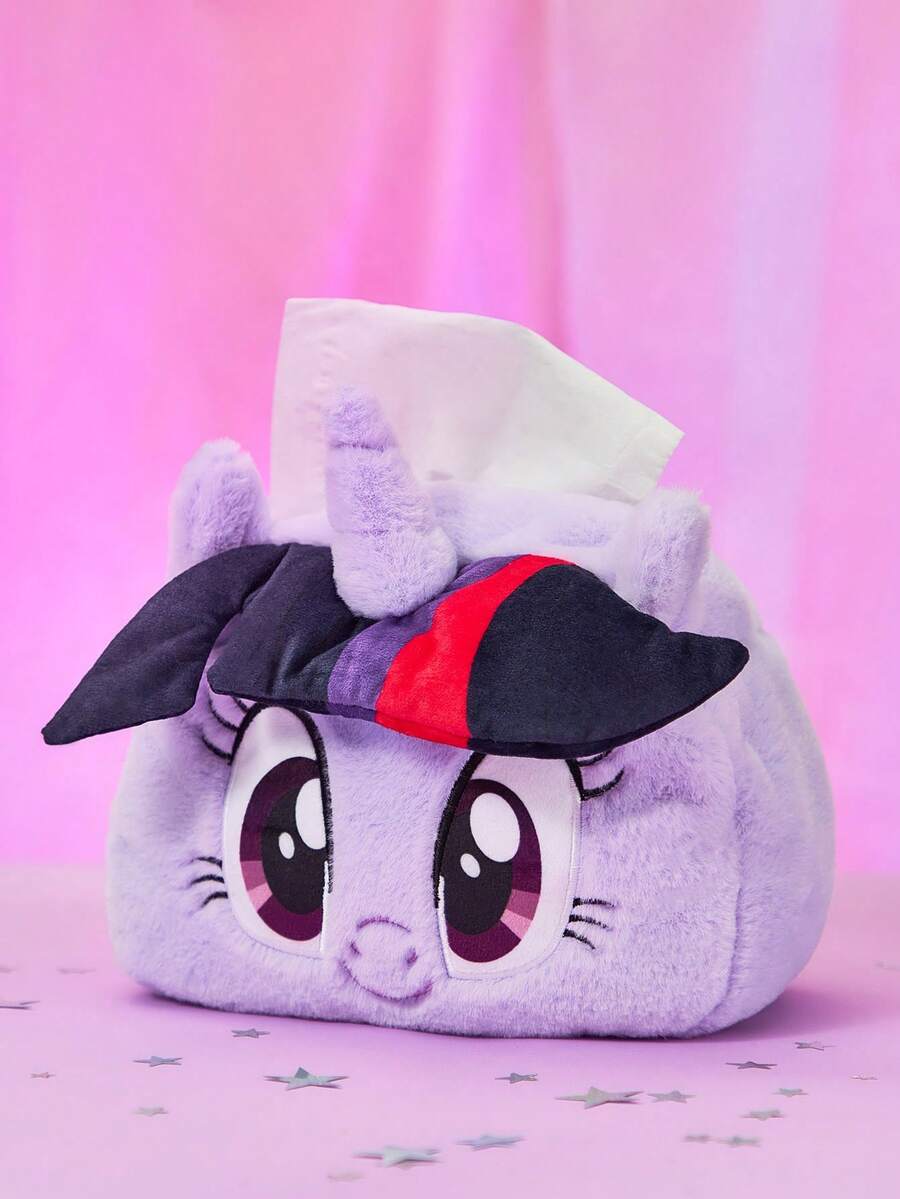 My Little Pony X SHEIN 1Pc Cute Cartoon Pony Three-Dimensional Plush Tissue Box, Paper Box, Home Decoration Tissue Box, Suitable For Paper Drawing, Office And Car Can Use Twilight Sparkle,Gift Ideas - Purple - View 1