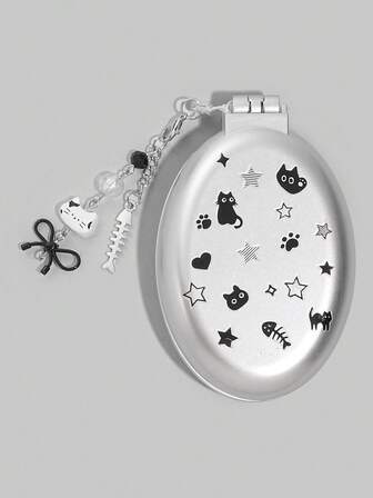 Kawaii 1pc Cute Bow Foldable Comb & Mirror Set, Back To School Airbag Comb, DIY Portable Comb Mirror