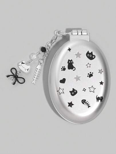 Kawaii 1pc Cute Bow Foldable Comb & Mirror Set, Back To School Airbag Comb, DIY Portable Comb Mirror