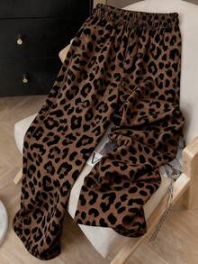 Resyla Y2K Retro American Fashion Street Chic Leopard Print Women Sweatpants - Coffee Brown - View 2
