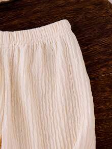 SHEIN Baby Girl Casual Daily Chic Floral Embroidery Camisole And Solid Color Pants Set, Lovely Sunsuit For Outdoor Activities In Summer