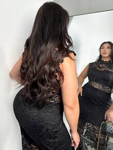 Firerie Elegantes weißes Spitzen-Midikleid mit Flügelärmel und Taille-Aussparung in Große Größen, geeignet für Junggesellinnenabschiede und Hochzeitssaison, romantisch, sexy, figurbetont, Spitzen-Midikleid, hochwertiges Party- und Gelegenheitskleid, Büro-Lady Meerjungfrau-Stil Midikleid