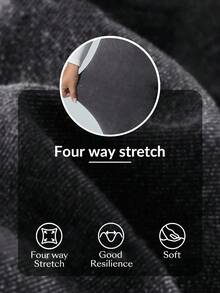 Flexra Quần jean ống rộng ống loe cạp chun co giãn màu trơn cỡ lớn - Xám - Xem 7