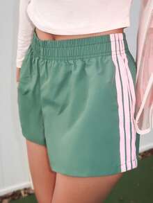 Sydney Algeri 2 件女士撞色编织腰带短裤，夏季 - 彩色 - 查看 3