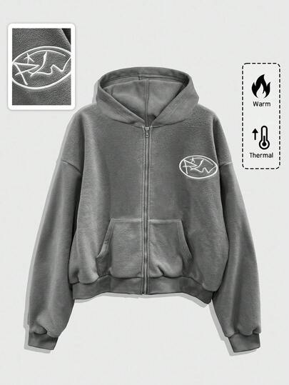 Street Life هودي كاجوال مطرز للرجال، خريف/شتاء