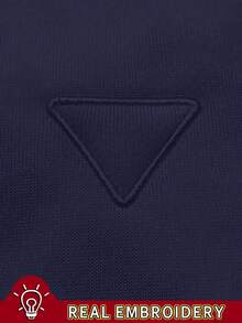 Franclia Women's Casual Everyday Commute Simple Versatile Solid Color Embroidered Patch Dropped Shoulder Sweatshirt - Navy Blue - View 4